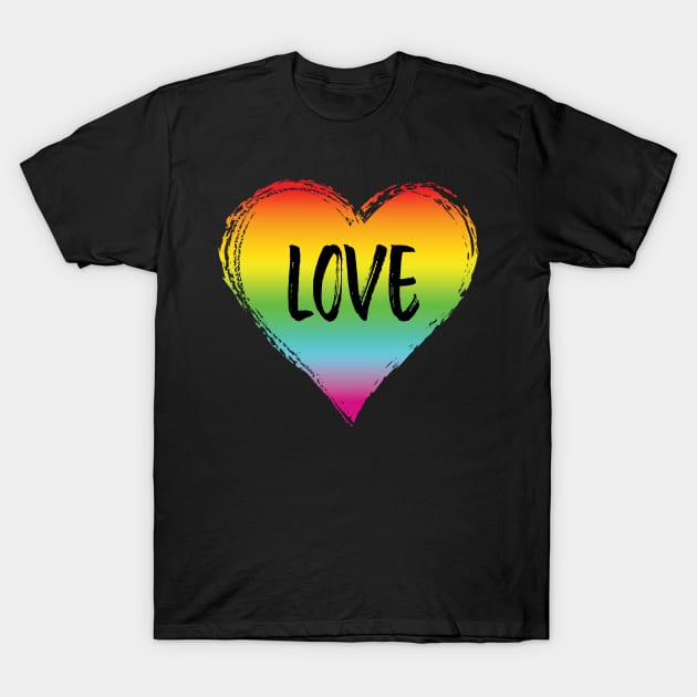 LGBT Love Heart Rainbow T-Shirt by aaallsmiles